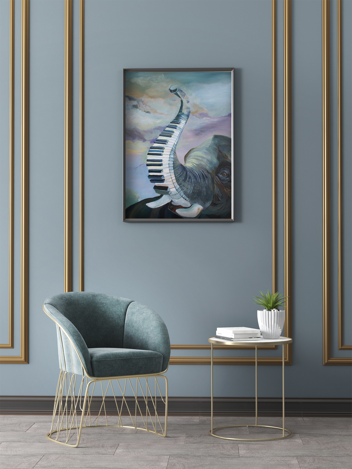 Surreal Art Elephant Piano by Elena Movileanu . Elena Movileanu is a surreal artist based in Saskatoon. Buy surreal art at https://surrealverve.com/